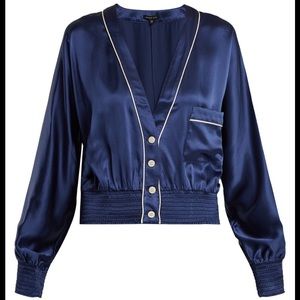 NWT MORGAN LANE Silk Varsity Jacket M